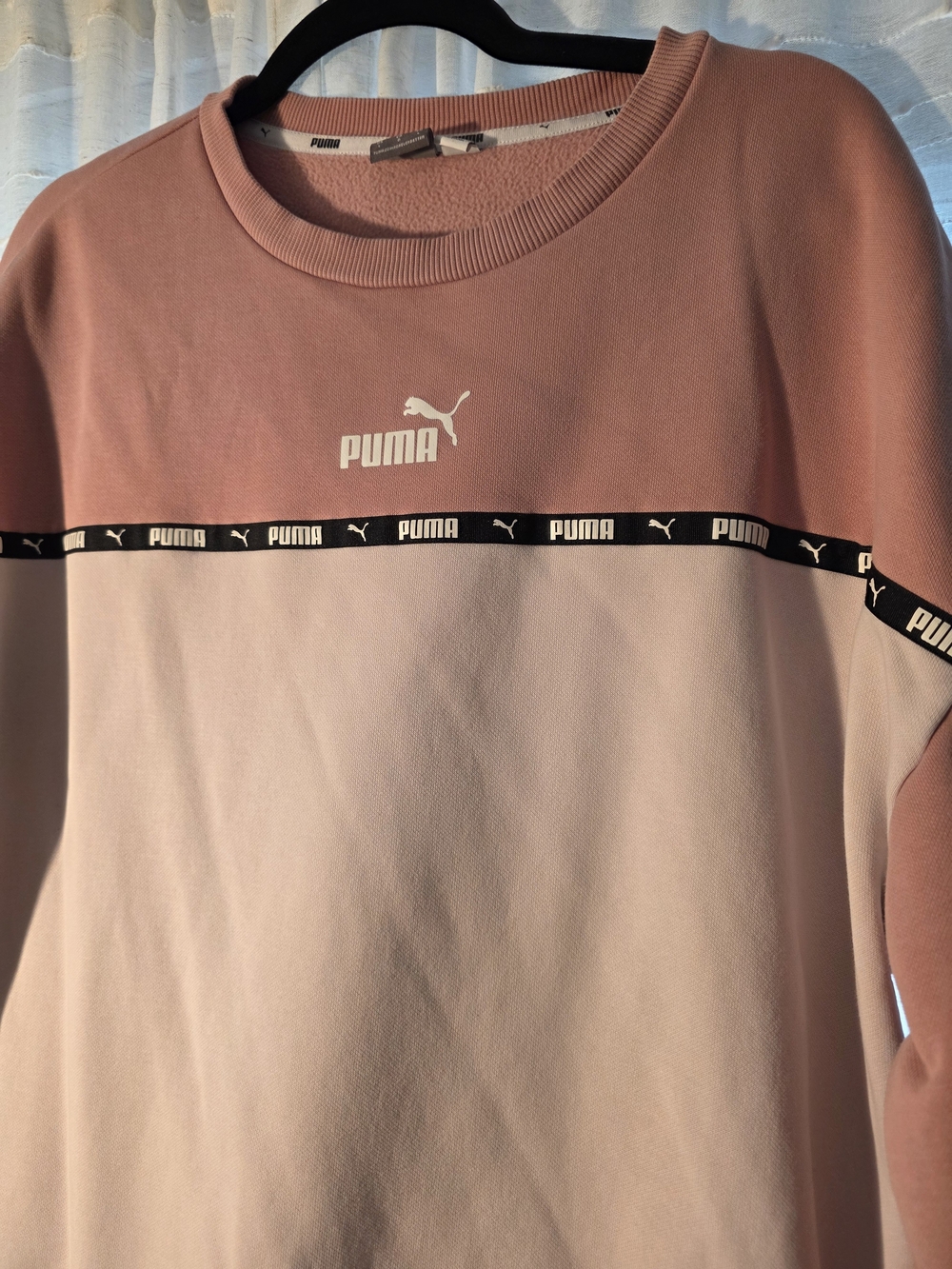 Puma Pink and Light Pink Colorblock Crew Sweatshirt